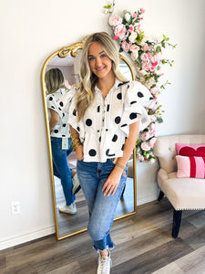 Polka Dot Ruffle Top