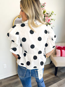 Polka Dot Ruffle Top