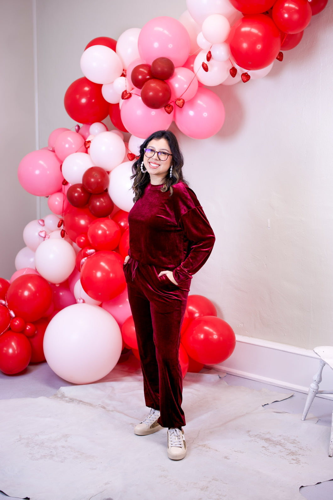 Fiery Red Velvet Lounge Top