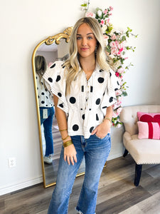 Polka Dot Ruffle Top