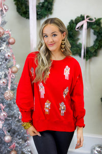 Nutcracker Red Sequin Sweatshirt Top