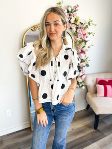 Polka Dot Ruffle Top