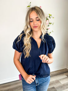 Essie Ruffle Top - Navy