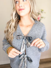 Load image into Gallery viewer, Sequin Bow Grey Cardigan