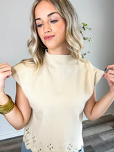 Load image into Gallery viewer, Scalloped Cropped Sweater Top - Cream