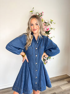 Giddy Up Dark Denim Dress