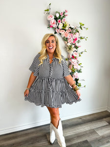 Lakin Swing Dress - Black Check