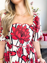 Load image into Gallery viewer, Crimson Floral Dress