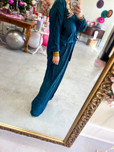 Mermaid Teal Crinkle Pants