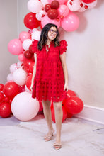 Load image into Gallery viewer, Aubrey Ruffle Dress - Ruby Red