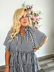 Lakin Swing Dress - Black Check