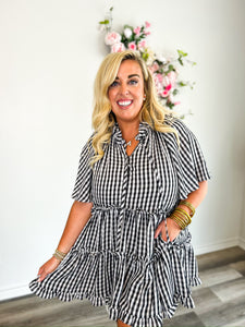 Lakin Swing Dress - Black Check