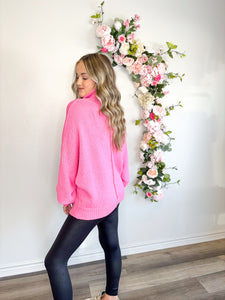 Pearl Button Up Sweater - Pink