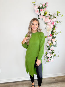 In A Split Sweater - Olive