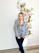 Load image into Gallery viewer, Sequin Bow Grey Cardigan