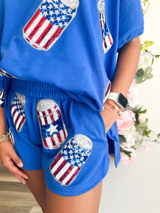 America Beer Can Shorts - Blue