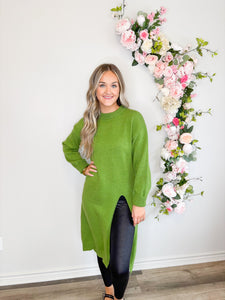 In A Split Sweater - Olive