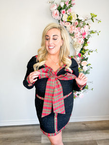 Classic Tweed Tartan Bow Dress