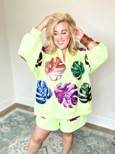 Load image into Gallery viewer, Lime Green Monstera Sweatshirt Top